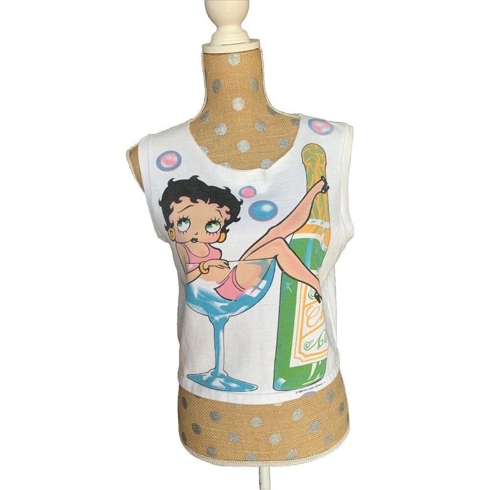 Vintage Betty Boop Shirt Tank Top Womens Terry Cloth Small Muscle Tee Y2K